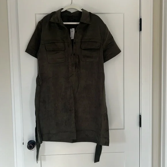 NWT Banana Republic suede green tie dress - Picture 2 of 5